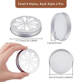 AHANDMAKER 18 Pcs Hollow Jar Lid Covers 9 Styles Flower Canning Lids Regular Mouth Canning Lids Daisy Flower Split-Type Canning Lids for Mason, Ball, Canning Jar