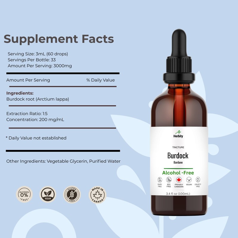Herbity Herbity Burdock Root Tincture C Alcohol-Free Herbal Extract for