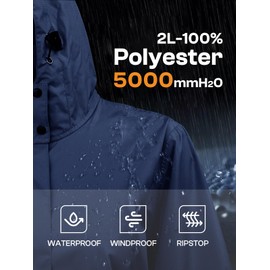 Womens Long Hooded Rain Jacket Waterproof Lightweight Raincoat Windbreaker Navy Small