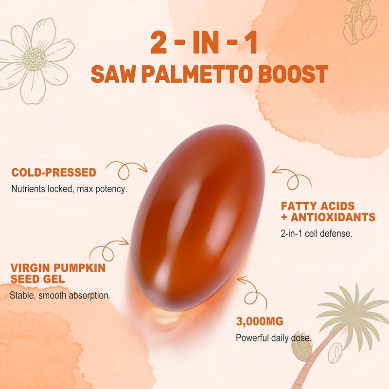 BEWORD Pumpkin Seed Oil with Saw Palmetto, 3000mg Per Serving