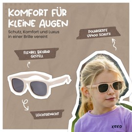 Maesy Lino Children's Sunglasses for 3-6 Years - UV400 Polarised Protection - Flexible and Flexible Frame - Safe and Comfortable Children's Sunglasses for Toddlers and Three Cheese Highs, Beige Ecru