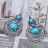 Allereya Boho Ethnic Teardrop Earrings Silver Tribal Drop Earrings Blue