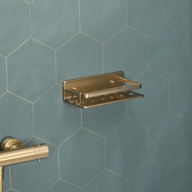 TATAY Bathroom basket Collection Serenity, Made of Aluminium, Color Gold. Measures 10x20x5.5 cm