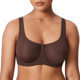 DELIMIRA Women's Confishape Full Coverage Bra Plus Size Supportive Underwire Unlined Comfortable Bras Hazelnut 38G