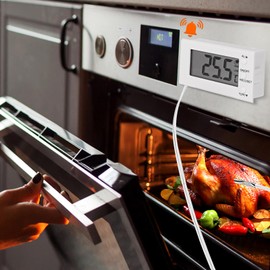 LXSZRPH Digital Oven Thermometer -58°F to 572°F/-50°C-300°C, Thermometer with Probe, High Low Temperature Alarm, LCD, White (2)