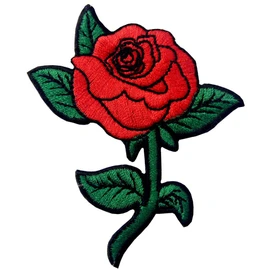Red Rose Patch Embroidered Badge Iron On Sew On Emblem