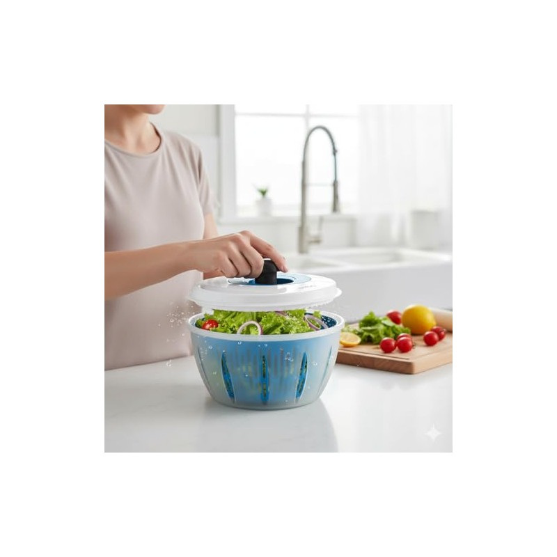 4All Salad Spinner Rotating Seive Easy Spin Centrifugal Dehydration Vegetable