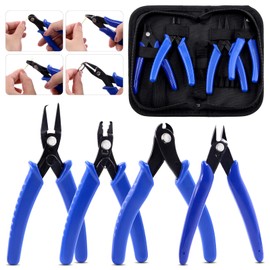 Glarks 5Pcs Jewelry Pliers Tool Set Including Split Ring Pliers Jewelry Bead Crimping Pliers Jewelry Wire Cutter and Memory Wire Cutting Pliers for Jewelry Bead Repairing Making Supplies