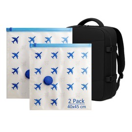 Lavatelli - Set 2 Sacchetti Sottovuoto da Viaggio 40x45 cm, Compatibili con Zaino Ryanair 40x30x20 e Bagaglio a Mano, Sacchi Salvaspazio con Valvola Universale, Accessorio Travel per Voli Low Cost