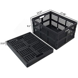 Ggbin 34 Liter Folding Plastic Containers, Grey Plastic Crate, 2 Packs
