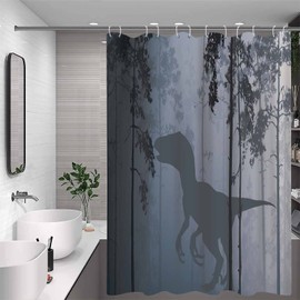 NTETSN Forest Dinosaur Shower Curtain Tyrannosaurus Rex Silhouette Waterproof Polyester Fabric Bathroom Set with Hooks Animal Home Bathing Room Decor 72x78 Inch YLYYNT2695
