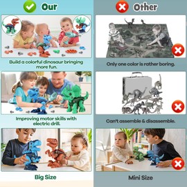 Laradola Dinosaur Toys for 3 4 5 6 7 8 Year Old Boys, Take Apart Dinosaur Toys for Kids 3-5 5-7 STEM Construction Building Kids Toy with Electric Drill, Party Christmas Birthday Gifts Boys Girls