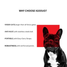 IGOOUO Dog Playpen Indoor/Outdoor,32'' Portable Dog Crates with Easy-Carry Straps,8 Panels Dog Pen Play Pen for Small/Medium Dogs,Rustproof Metal Pet Playpen for Camping RV Yard (with One Door)