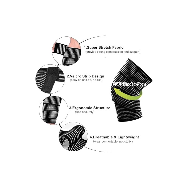 2 x Extra Long Elastic Knee Pads for Legs, Calves