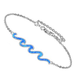 YAFEINI Wave Bracelet 925 Sterling Silver Wave Bracelet Wave Jewelry Gifts For Women