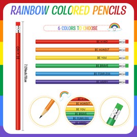 Humyoun First Day of School Gifts 48 Rainbow Pencils Motivational Sayings Pencils 24 Rainbow Pencil Sharpener 24 Cute Erasers 24 Greeting Cards with Bag Ties Kindergarten Gifts Back to School Gifts