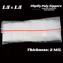 FLIPIFY 1.5x1.5 2 Mil Small Plastic Zip Bags Baggies Jewelry Mini Top Lock Reclosable - 100 Bags