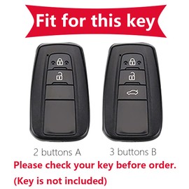 KUNIO Car Key Case Fits Toyota Camry Aygo GT86 GR Supra Mirai Hilux Proace Leather Key Case Key Cover Key Fob Car Accessories 2 Buttons A White