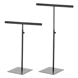 uxcell Necklace Display Stand 2 Pack Adjustable Height Jewelry Rack T Bar Tabletop Purse Holder for Home Boutique Store - Black
