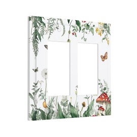 Nijuodnijir Decorative Outlet Covers Colored Butterflies Wildflower Mushroom 2 Gang Double Gfci Rocker Electrical Wall Panels Light Switch Cover Plate For Bed Room Living Room Decor