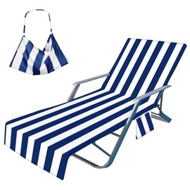 FANSU Schonbezug für Gartenliege, Frottee Handtuch für Sonnenliege Mikrofaser Schnelltrocknend Strandhandtuch mit 2 Taschen, Strandtuchfür Schwimmbäder, Strände, Gartenhotels(75x210cm)