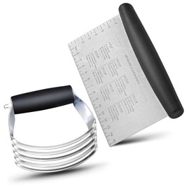 ALLTOP Juego de rascador de banco de acero inoxidable y batidora de repostería, herramienta esencial para hornear cocina eficiente multiusos con mango