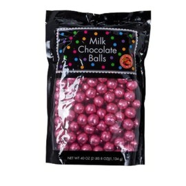 Albert's Candy Milk Chocolate Foiled Balls, 40 oz Bag, Party and Wedding Candy, Peanut-Free & Tree Nut-Free (Full Size, Pink)