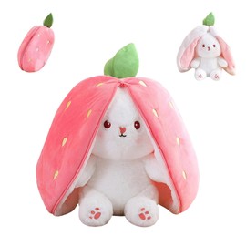 ZEACCT 1 Pcs Cuddle Bunny Toy, Bunny Plushie Toy, Carrot Bunny Plush Toys, Cute Rabbit Plush Toy, Creative Kawaii Rabbit Toys, Easter Bunny Soft Toy, for Girls Boys Children's Day Gifts (Pink)