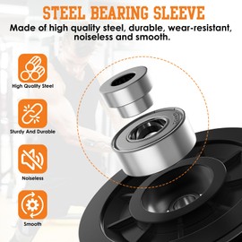 Anobeyi 90mm/3.5" Fitness Nylon Pulley Wheel, Universal Wear Resistant Bearing Pulley for Replacement Gym Equipment Parts, Cable Machine Accessories, Home Gym Garage Door Pulley System (Black-2pcs)