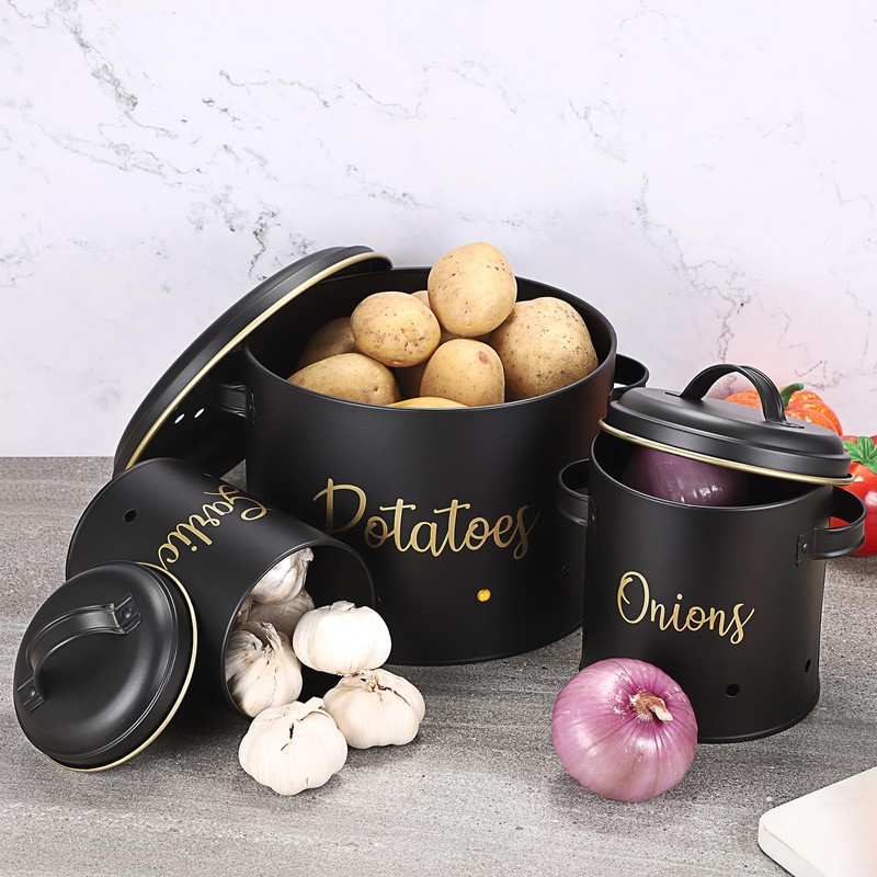 OwnMy Set of 3 Potato Onion Garlic Storage Bins Vegetable