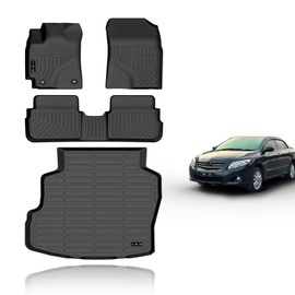 KELCSEECS Floor Mats & Cargo Liner for 2009 2010 2011 2012 2013 Corolla only Sedan All Weather Car Mats Automotive Trunk Mat Corolla Floor Mats Cargo Mat Accessories