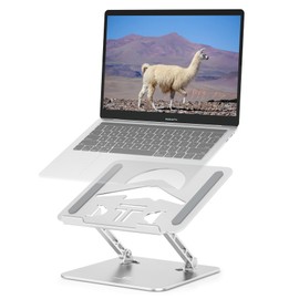 ToBeoneer Laptop Stand Adjustable Laptop Holder for Desk, Ergonomic & Foldable & Portable Heat Sink Computer Stands, Fits up to 15.6-inch Laptops. (Silver)