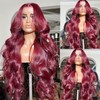 200% Density 32Inch 99j Burgundy Lace Front Wigs Human Hair