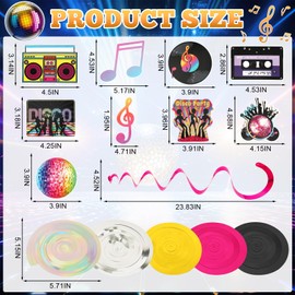 UPINS 60pcs Multicolor Disco Party Decorations, Includes Disco Cards, Single & Double Hanging Swirls, Perfect for Parties