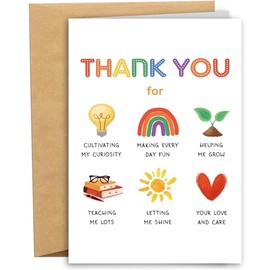 RYYike Cute Thank You Card for Teacher, Teacher Appreciation Card from Students Graduates, Thank You for Helping Me Grow