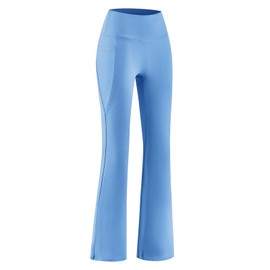 BALEAF Girls Flare Leggings Dance Pants Kids Yoga Bell Bottoms School Preppy Teen High Waist Pockets Blue Size 14-16