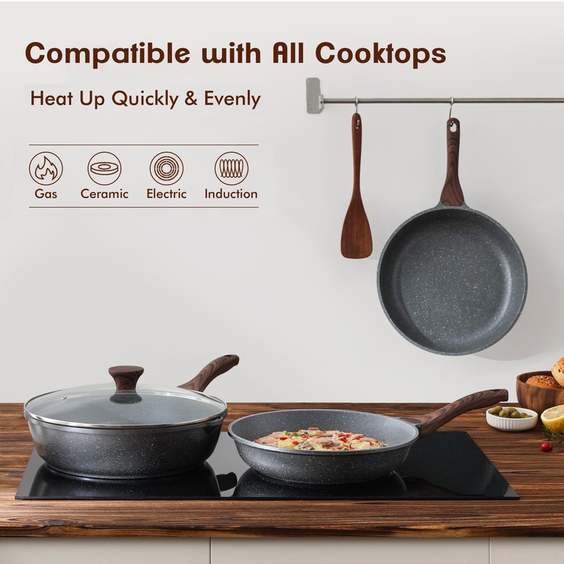 SENSARTE Nonstick Frying Pan Skillet, Swiss Granite Coating Omelette Pan,