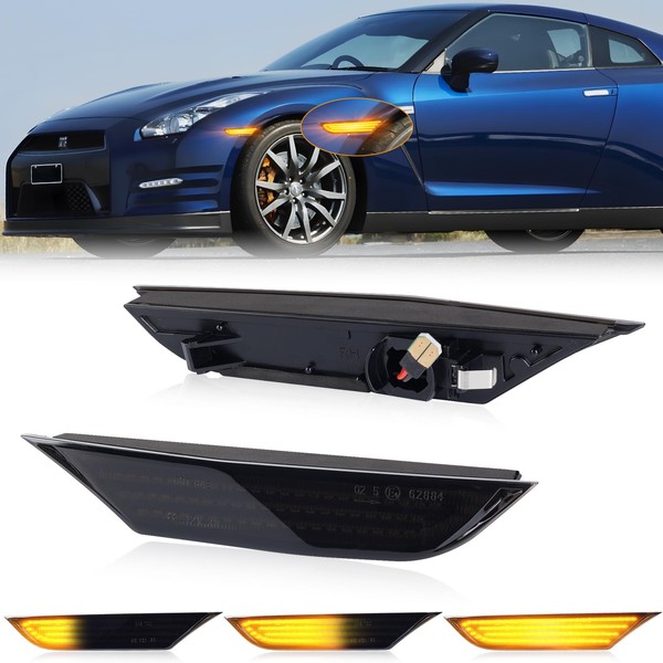 GemPro GT-R R35 Sequential LED Side Marker Smoke Lens Flowing