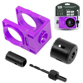RKK Door Knob Hole Saw Kit, Deadbolt Installation Kit with Door Knob Jig Kit Door Lock Installation Kit Door Hole Drilling Kit for Wooden Doors (Purple)