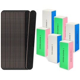 LNAUJS 26 Pack Nail Files and Buffers Set, 100/180 Grit Black Nail Files and Nail Buffer Blocks, Professional Pedicure and Manicure Tools Kit for Nail Care and Nail polishing