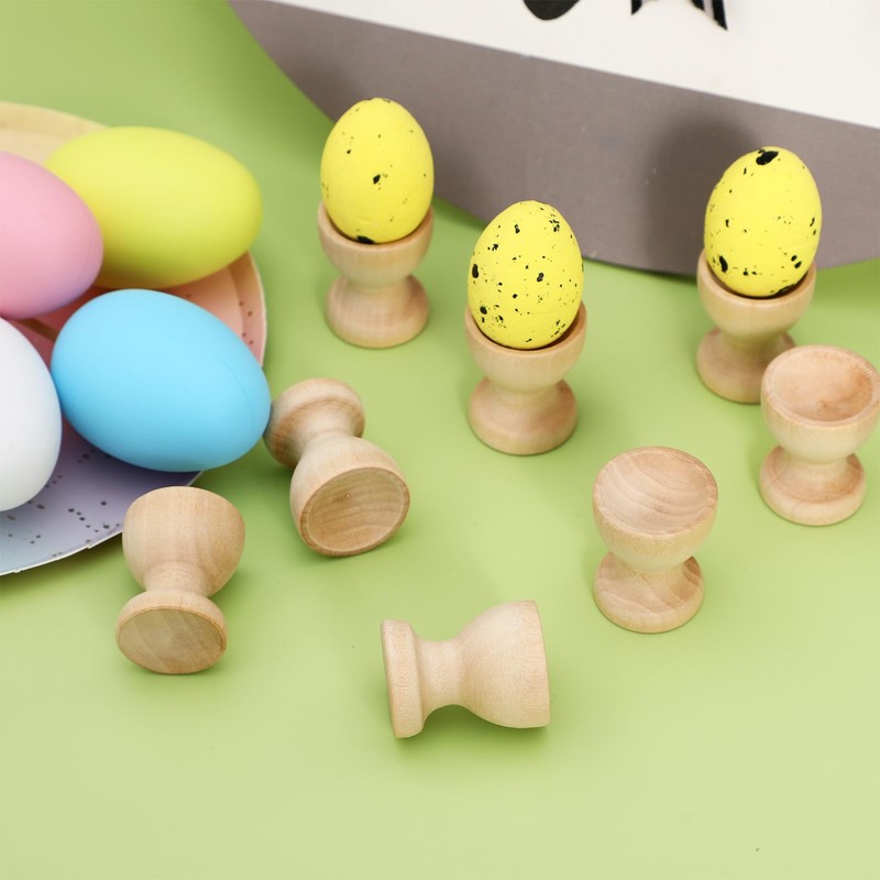 LIFKOME Easter Egg Cup 24pcs Wooden Egg Holder DIY Unfinished