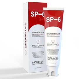 SP-6 Probiotic Whitening Zahnpasta für Zahnaufhellung und frischen Atem, 6 Probiotika-Formel für gesundes Zahnfleisch, fluoridfrei, minzig-frischer Geschmack, 145 ml (1 Packung) (1)