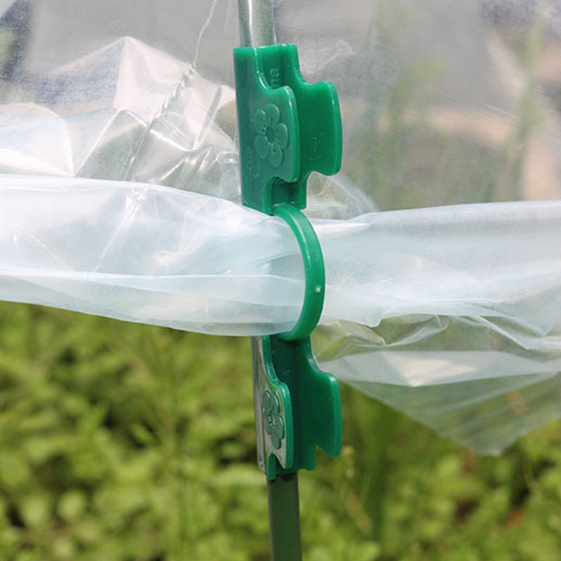 50Pcs Greenhouse Clamp PE Plastic 2 Head Plant Film Clamp