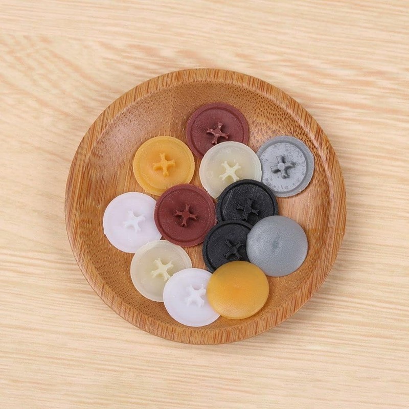 100 Pcs White Screw Cap Covers Assortment, Plastic Self-Tapping Caps