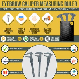 LIUDEX | PACK OF 3 | Microblading SPMU | Eyebrow Caliper Measuring Ruler Eyebrow Shaper Tool 150mm Professional Eyebrow Ruler – Ideal for Makeup and Eyebrow Artists
