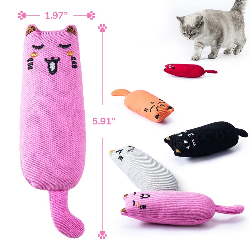 Legendog 5Pcs Bite Resistant Catnip Toy for Cats,Catnip Filled Cartoon