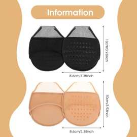 YUXIANLB Ball of Foot Cushion Socks, Women's Toe Cover with Padding, Toe Topper Socks (US, Alpha, One Size, Regular, Regular, Black, Beige, Mesh Style)