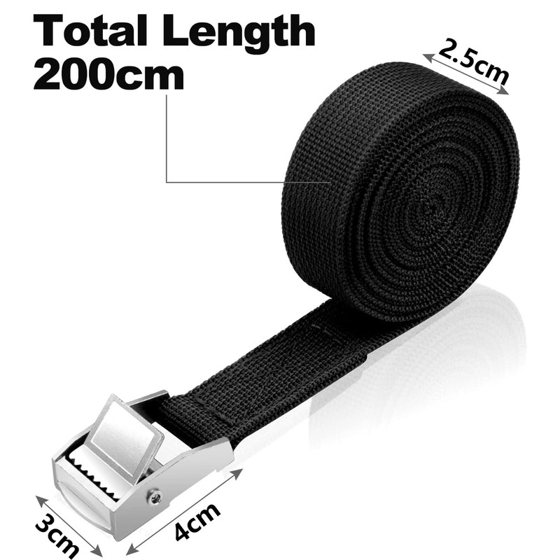4PCS Heavy Duty Tie Down Straps, 2.5cm x 2M Adjustable
