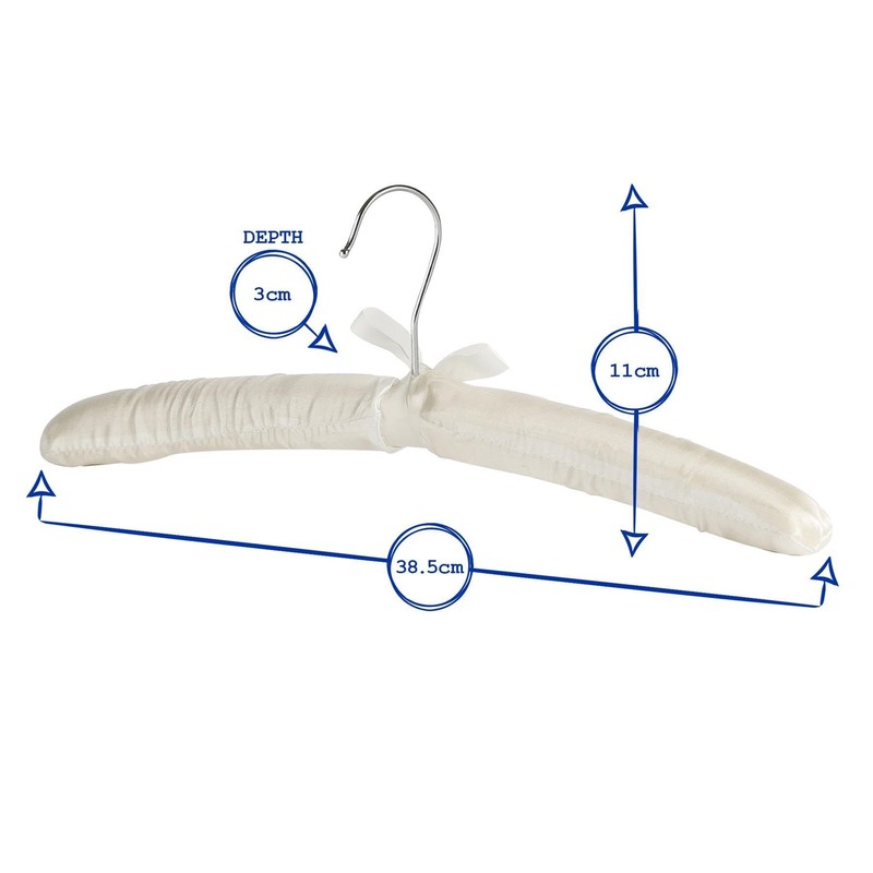 Harbour Housewares Padded Satin Clothes Hangers - White - Pack
