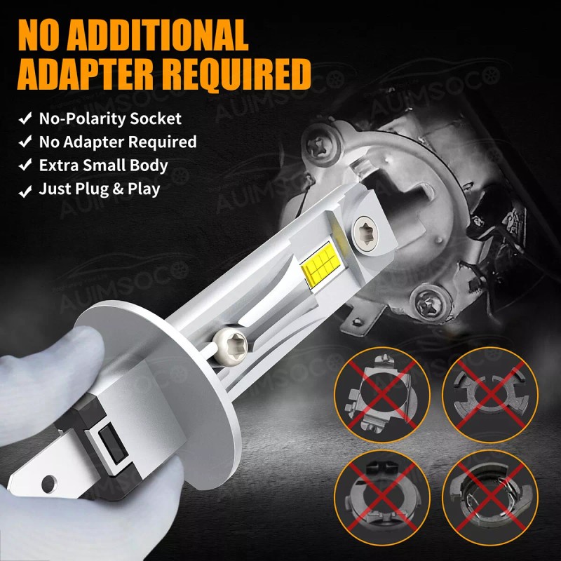 AUIMSOCO 2x H1 LED Headlight Bulbs Conversion Kit High Low